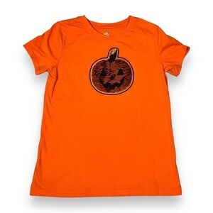 Way to Celebrate Girls Flip Sequin Pumpkin Halloween Shirt